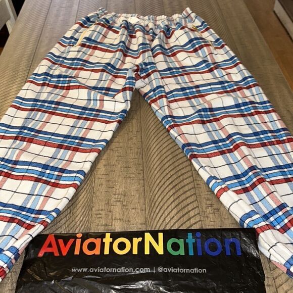 NWT Aviator👩‍✈️Nation🇺🇸SOFTLodge🌲Jogger🏃‍♀️PantsMontauk plaid3 Zip Pockets! - Picture 1 of 12